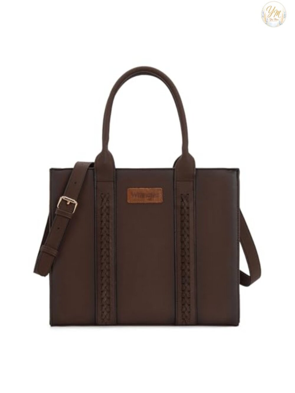 Large Faux Leather Woven Tote Satchel with Zipper Laptop Purse